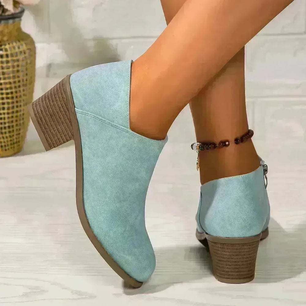Chunky Heel Round Toe Ankle Boots With Side Zipper Design Fashion Fall Winter Short Boots For Women Shoes - EX-STOCK CANADA