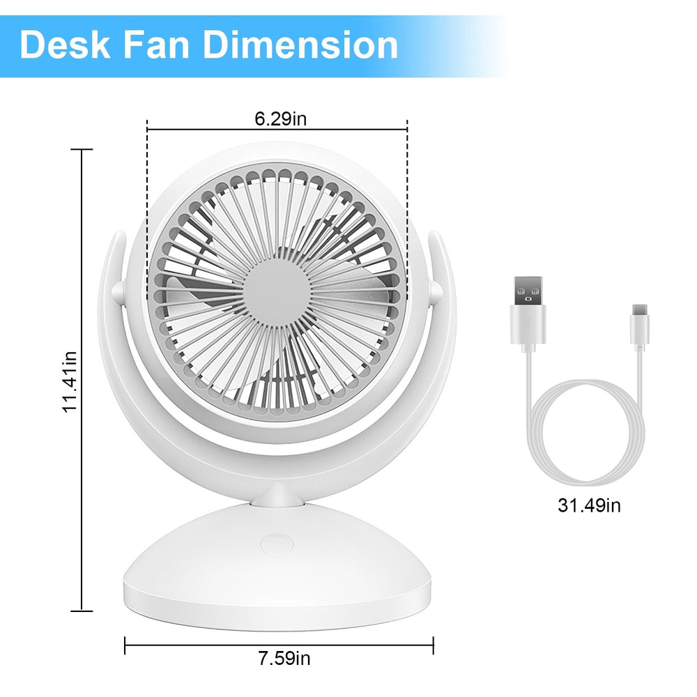 Air Circulator Desk Fan Portable Desktop Rechargeable Oscillating Fan With 4 Speeds 360 Degree Tilt Head Automatic Rotation Quiet 40dB Table Fan For Home Office Bedroom EX-STOCK