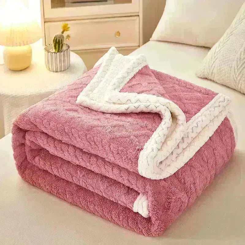 Blanket Double Thickened Warm Coral Fleece Sofa Winter Blanket - EX-STOCK CANADA