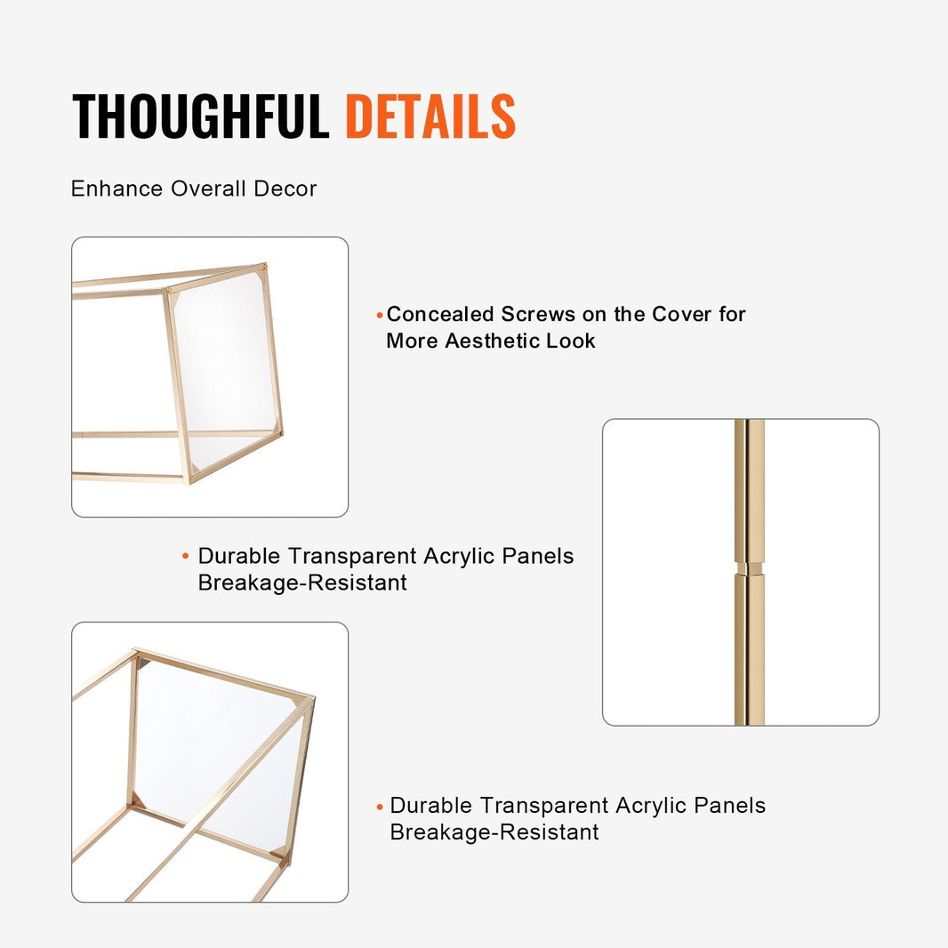 10PCS 31.5inch High Wedding Flower Stand, With Acrylic Laminate,Metal Vase Column Geometric Centerpiece Stands, Gold Rectangular Floral Display Rack For Events Reception, Party Decoration EX-STOCK