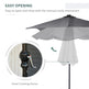 9 X 7 Ft Patio Umbrella Outdoor Table Market With Crank Solar LED Lights Tilt Button For Deck Dark Gray EX-STOCK