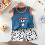 New Vest Suit Cotton Sleeveless Boy Summer Clothing Vest Two-piece Set  for boys