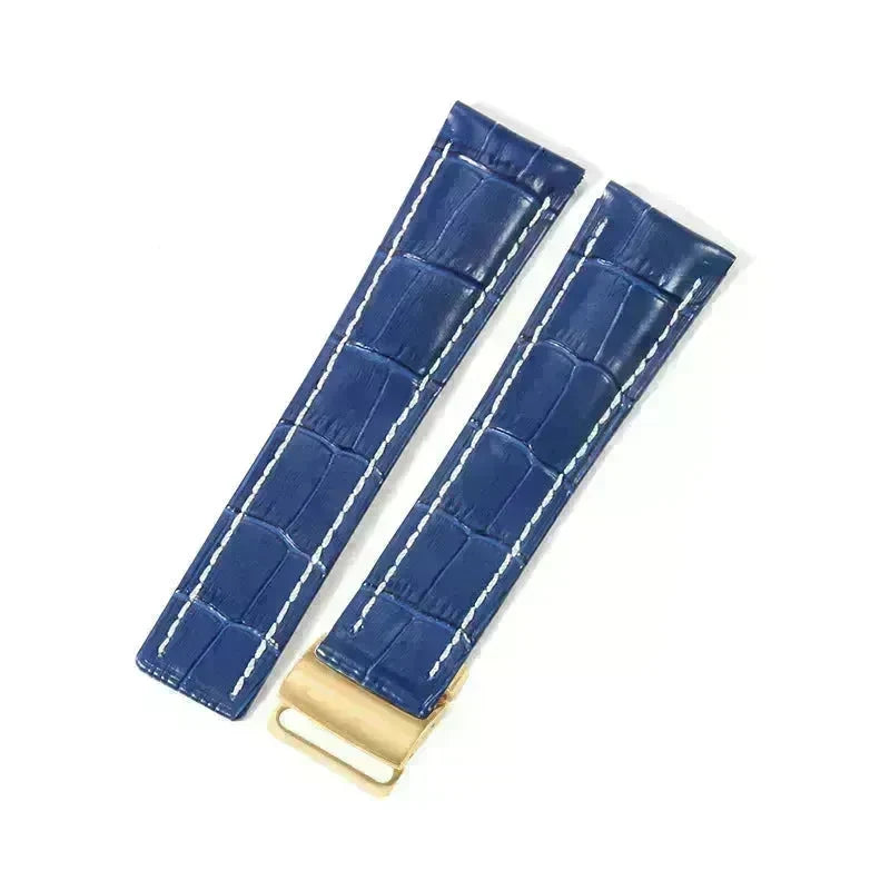22mm 24mm Black Brown Blue Bamboo Grain Cowhide Watch Strap - EX-STOCK CANADA