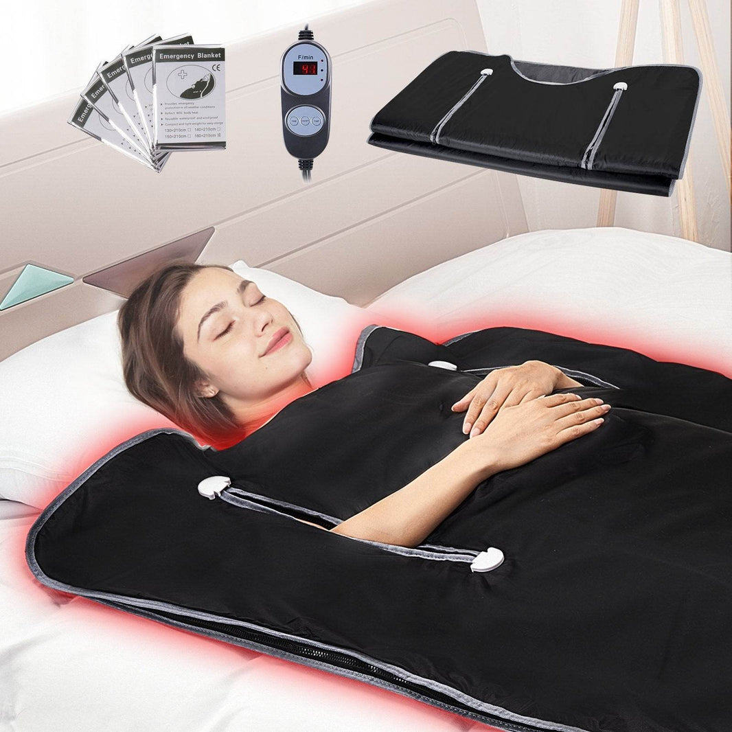 VEVOR Sauna Blanket For Detoxification, Portable Far Infrared Sauna For Home, Oxford Sauna Bag Warm Holes & Carbon Fiber Heating, 1-6 Level Adjustable Temp 95-176F, 5-60 Minutes Timer, 75 X 35 In EX-STOCK Canada 