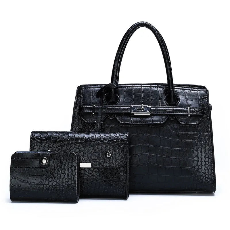 Crocodile Pattern New Fashion 3 in 1 cooperate Work leather Handbag - EX-STOCK CANADA