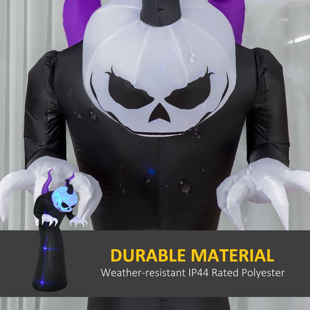 7ft Inflatable Halloween Ghost With Horns, Blow-Up Outdoor LED Yard Display With Flame Effect For Garden, Lawn, Yard, Party, Holiday EX-STOCK Canada 