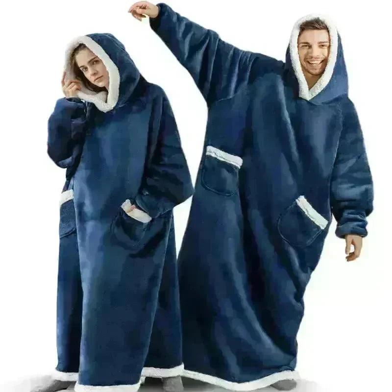 Felpa con Cappuccio Oversize in Pile, Coperta Invernale Calda, Abbigliamento per Casa Donna Uomo, Maglione Oversize con Tasche 