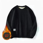 Fleece-lined Teens Oversized Winter cotton Pullover tops Round neck Sweatshirt - EX-STOCK CANADA