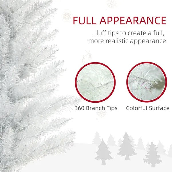 6' Prelit Christmas Trees, Pencil Artificial Christmas Tree With Colourful Surface Tips, Colourful LED Lights, White EX-STOCK Canada 