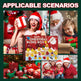 Collage of Christmas-themed images with a Christmas blind box, Santa Claus, and children.