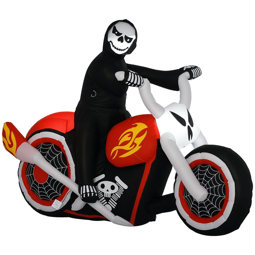 6' Long Halloween Grim Reaper Flaming Motorcycle Outdoor LED Lighted Airblown Inflatable Decoration Holiday Seaon Garden Lawn Decor EX-STOCK Canada 