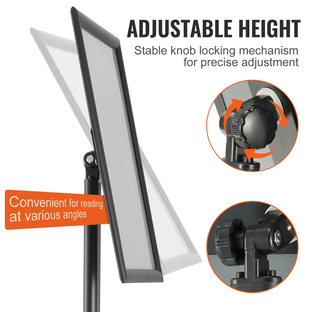 Pedestal Sign Holder, 11 X 17 Inch Vertical And Horizontal Adjustable Poster Stand, Heavy-Duty Floor Standing Sign Holder With Metal Base For Display, Advertisement, And Outdoor, Black EX-STOCK