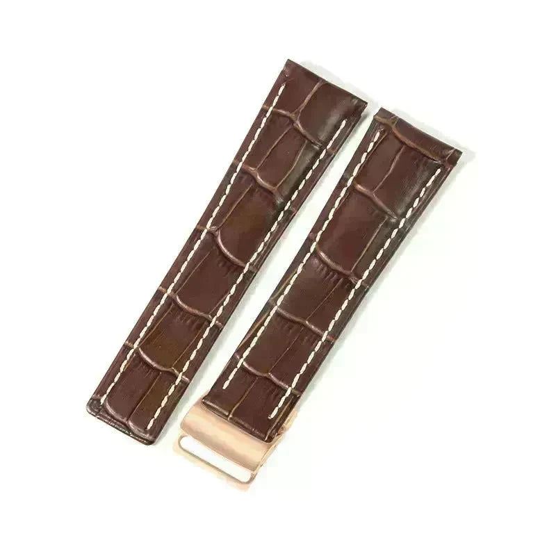 22mm 24mm Black Brown Blue Bamboo Grain Cowhide Watch Strap - EX-STOCK CANADA