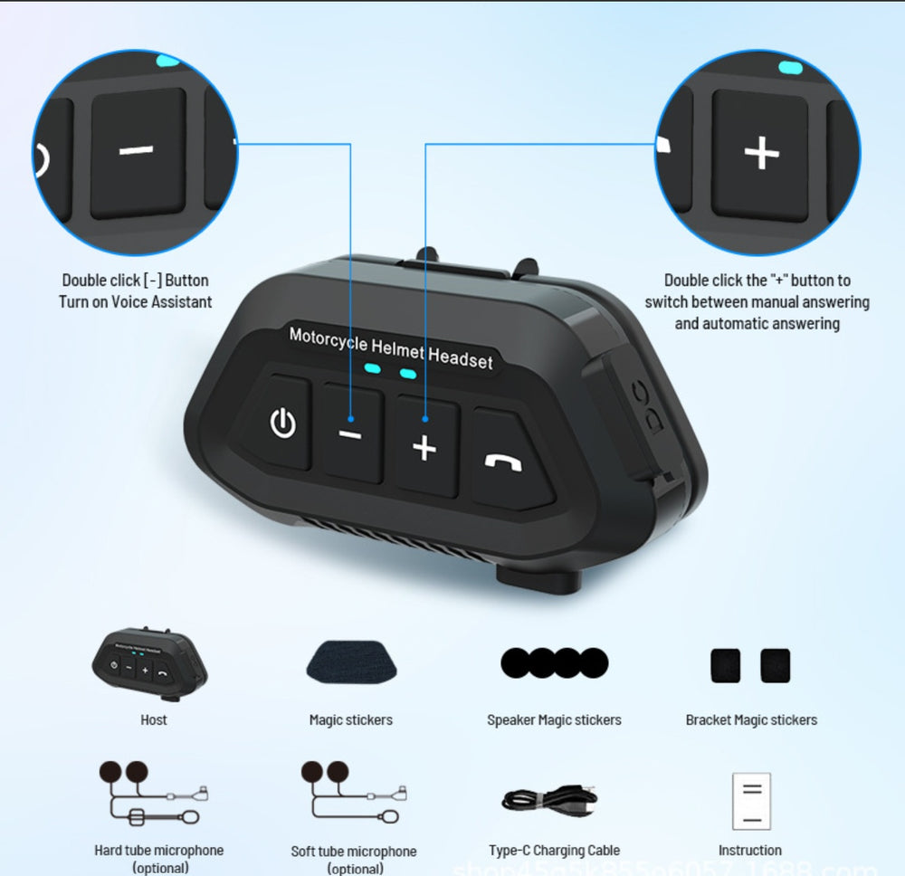 LX2 Motorcycle Bluetooth Helmet Headset, Waterproof Wireless 5.3 Rider Headphones Canada USA