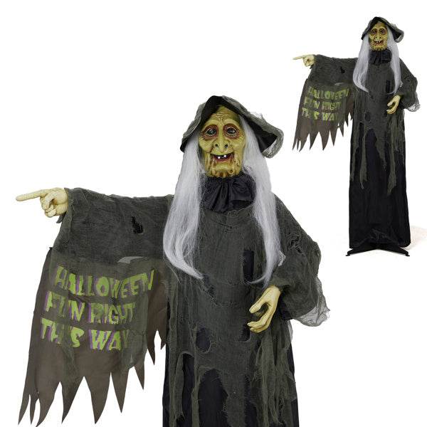 6ft Eye Red Light Vibration Witch Sound Voice Control, Standing Guiding Witch, Battery Model - Batteries Not Included, Halloween Standing Decoration - EX-STOCK Canada