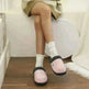 Fashion Solid Striped Cotton Slippers Winter Warm Indoor Bedroom Floor Slipper For Couples Non-slip Thick Sole House Shoes - EX-STOCK CANADA