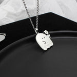 Stainless Steel Cute Ghost Couple Necklace Kawaii Animal Cat Pendant Necklace Lovers Friendship Jewelry Gifts EX-STOCK