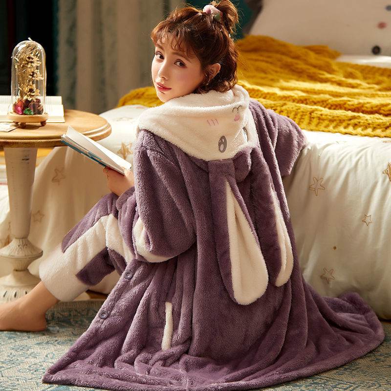 Sweet Fall Pajamas Flannel Nightgown Women - EX-STOCK Canada