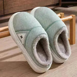 Solid Striped Home Slippers Winter Warm Fleece Shoes Men Indoor Bedroom Floor Plush Slippers For Women Couple - EX-STOCK CANADA