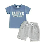 Summer Children's Thin Pure Cotton Short Sleeve Short Pants Suit Daddy's Little Boy Two piece for boys - EX-STOCK CANADA