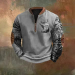 Men Polo Half Zipper  Sweatshirt Men's 3D Printing Pullover top - EX-STOCK CANADA