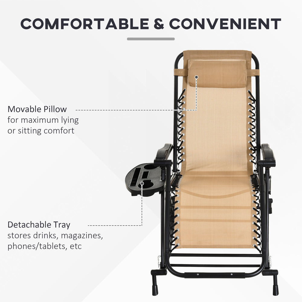 Ergonomic Recline  Beige Zero Gravity Rocker With Headrest, Tray  Phone Holder EX-STOCK