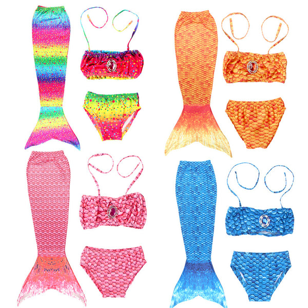 Girls Mermaid Bikini Set for Kids – 3-Piece Swimsuit with Skirt, Panties & Bra (Ages 3–8)