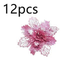 Glitter Artifical Christmas Flowers Christmas Tree Decorations For Home Fake Flowers Xmas Ornaments New Year Decor - EX-STOCK CANADA