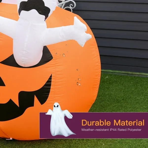 6FT Tall Halloween Inflatable Jack-O-Lantern And Ghosts, Outdoor Blow Up Yard Decoration With Pumpkin Lantern And LED Lights For Garden, Lawn, Party, Holiday EX-STOCK Canada 