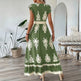 Women's Summer Flowy Maxi Dress Casual Cap Sleeve V Neck Smocked Waist Beach Sundress EX-STOCK