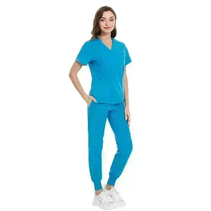 Hospital Nurses V-Neck Suit Work Uniform Workwear - EX-STOCK CANADA