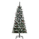 5ft Decorated Christmas Tree With Red Berries And Pine Cones, Flocked Christmas Tree With Pencil Shape, Green EX-STOCK Canada 