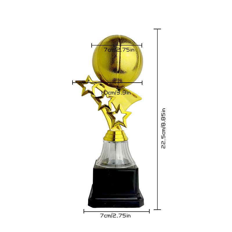 Kids Sports Star Trophy – Football & Basketball Award, Gold Plastic (3 Sizes) 9