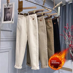 Plus Size Women's High Waist Denim Thick Trousers - EX-STOCK CANADA