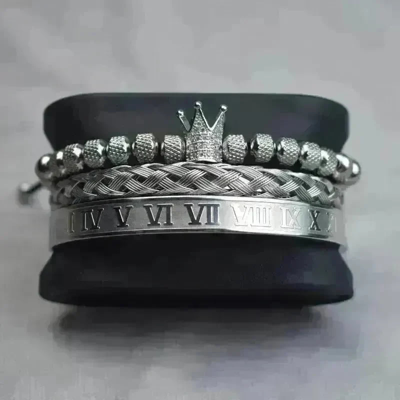 Crown Twist Woven Mesh With Diamond Digital Bracelet Set - EX-STOCK CANADA