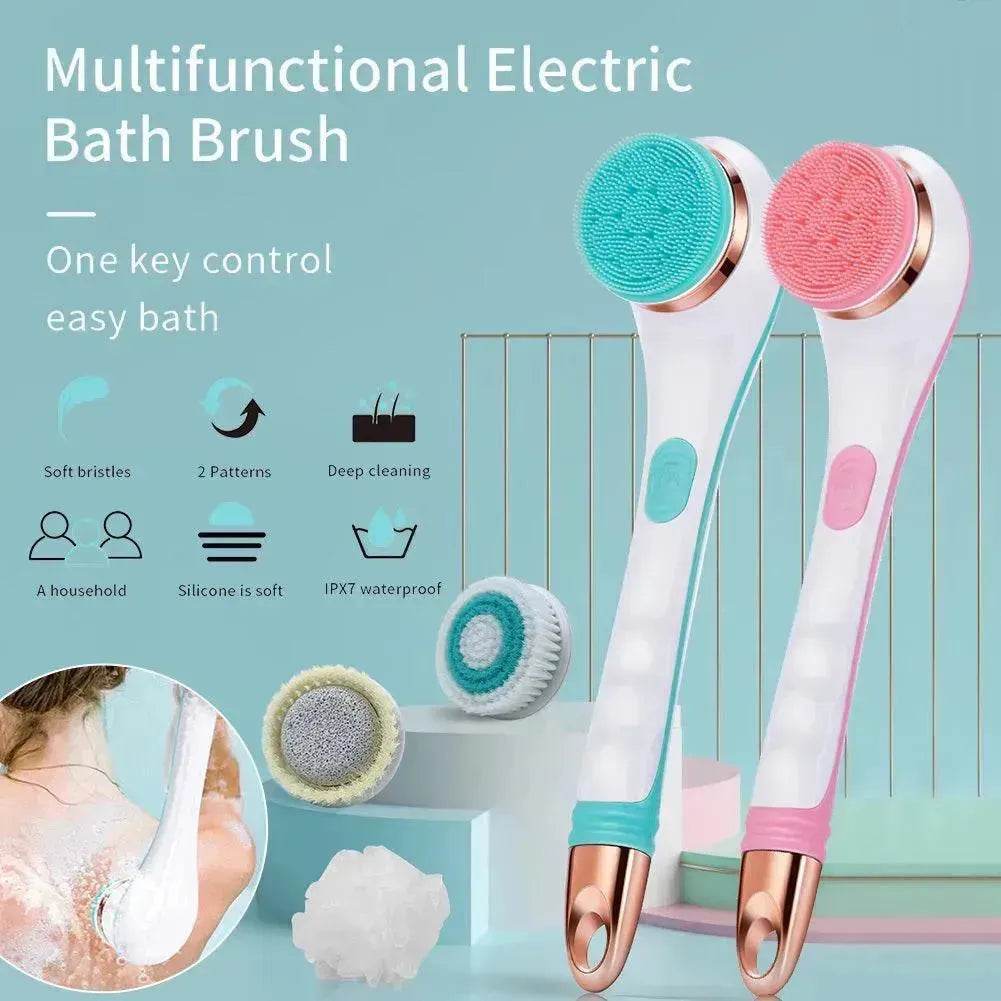 Electric Bath Brush Silicone Back Scrubber USB Rechargeable 2 Speeds Rotating Shower Brush Spa Waterproof Body Cleaning Brush - EX-STOCK Canada