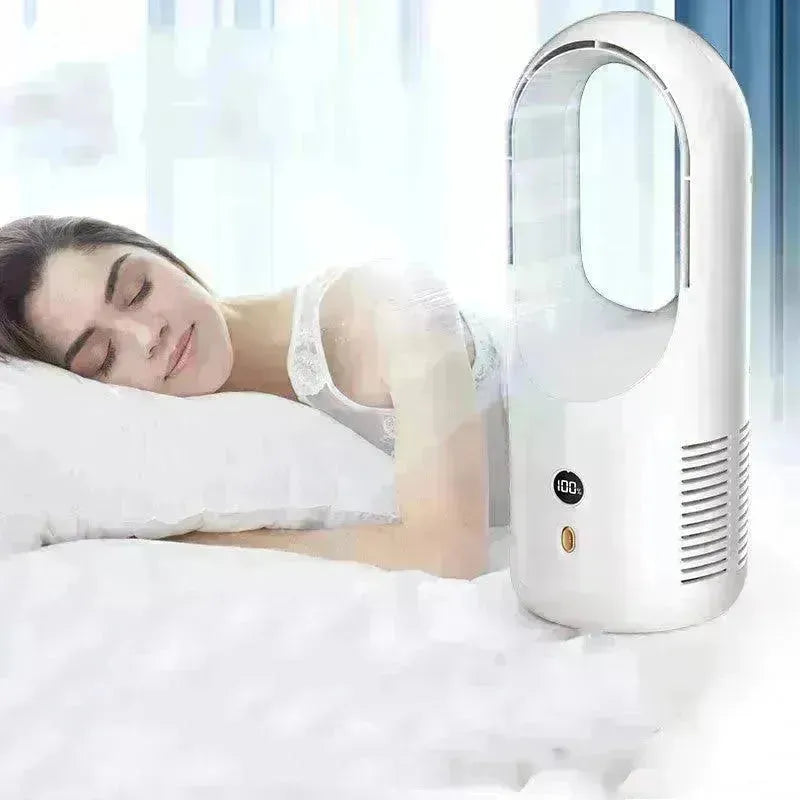 Electric Bladeless Fan Cooler Desktop Portable Usb Rechargable Air Cooling Fan Wireless Led Display Silent 360 Circulation - EX-STOCK CANADA