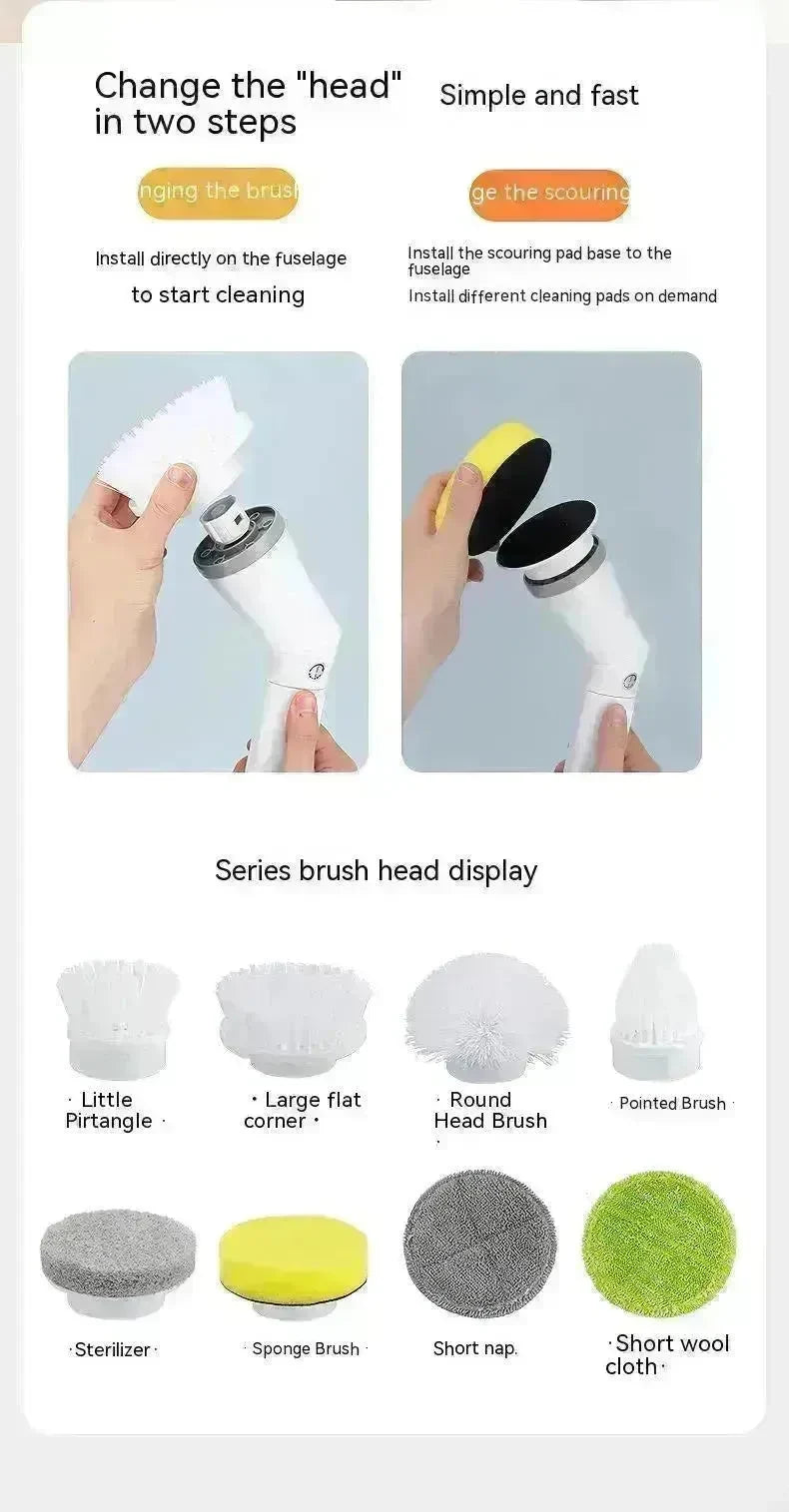 Electric Scrubber Cleaning Wall Long Hadle Elbow Telescopic Multifunction Cleaning Brush - EX-STOCK CANADA
