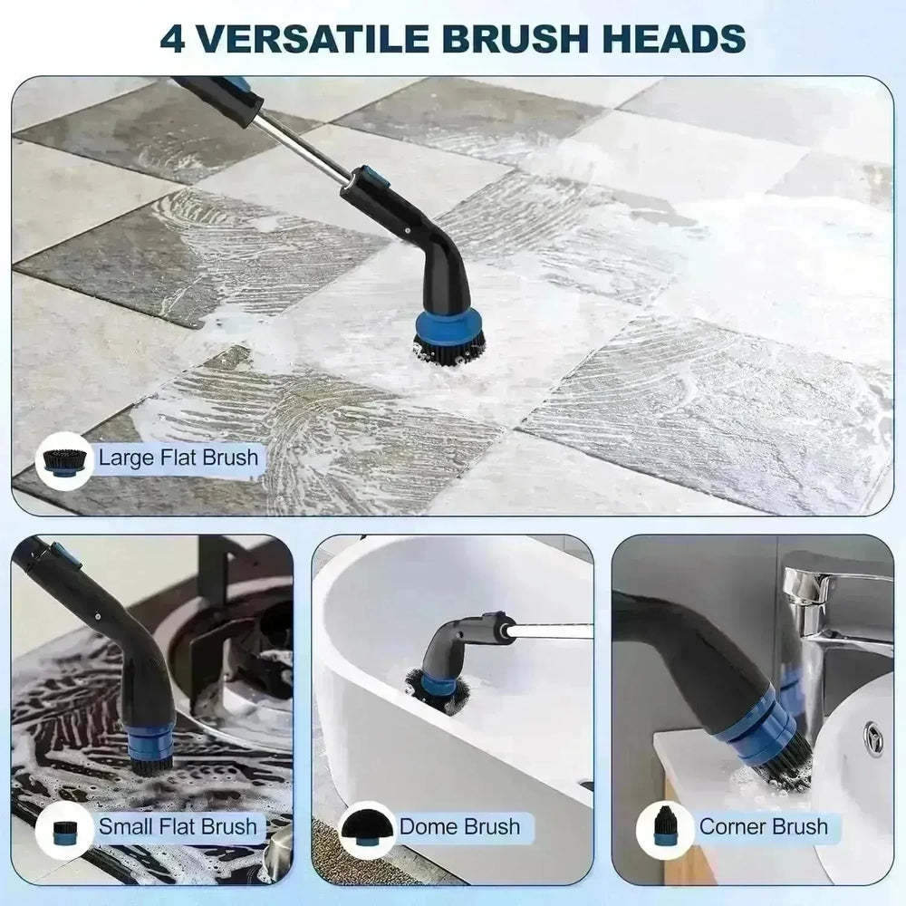 Electric Spin Scrubber, Cordless Cleaning Brush With 4 Replaceable Brush Heads And Adjustable Handle for Bathroom, Kitchen, Tub, Tile, Floor - EX-STOCK CANADA