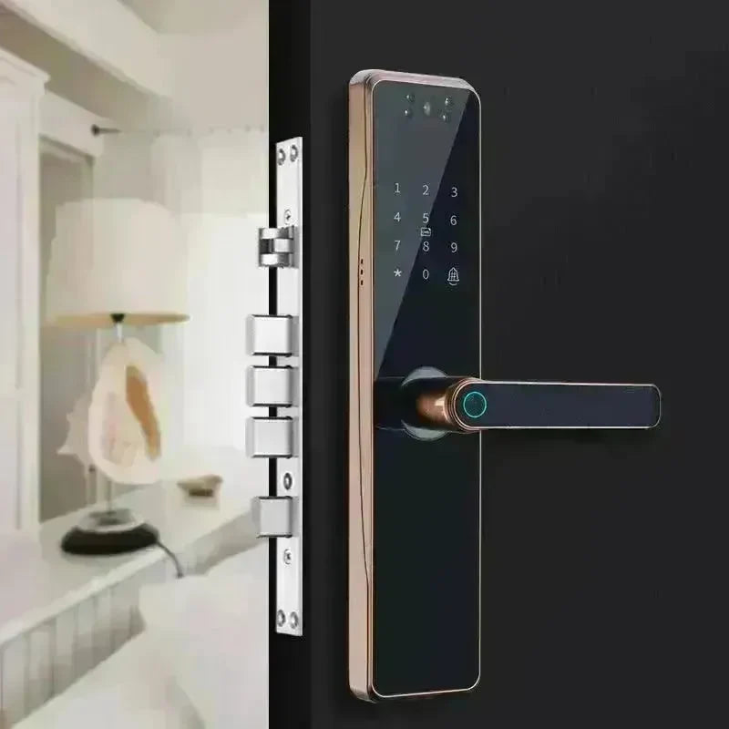 Electronic Door Lock With Surveillance Camera, Fingerprint Lock Graffiti Home Password Lock Mobile Phone Video Anti-theft - EX-STOCK CANADA