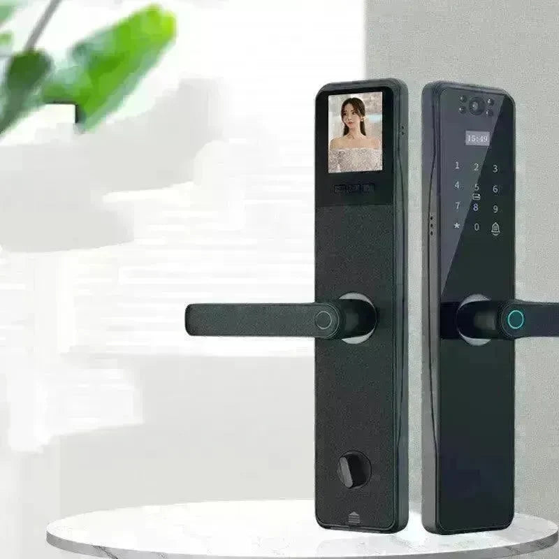 Electronic Door Lock With Surveillance Camera, Fingerprint Lock Graffiti Home Password Lock Mobile Phone Video Anti-theft - EX-STOCK CANADA