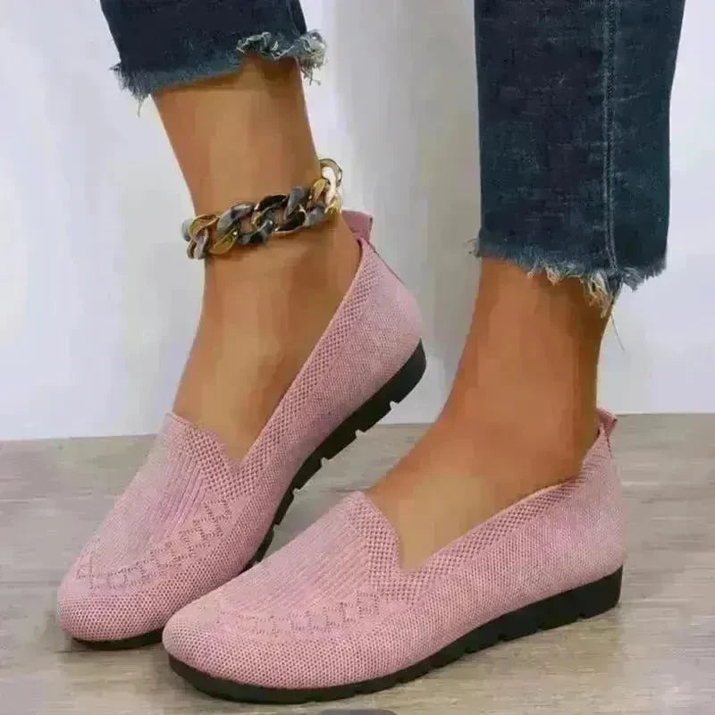 Elegant Casual Mesh Flats Shoes Fashion Solid Color Round Toe Loafers Cozy Lazy Shoes for Women - EX-STOCK CANADA