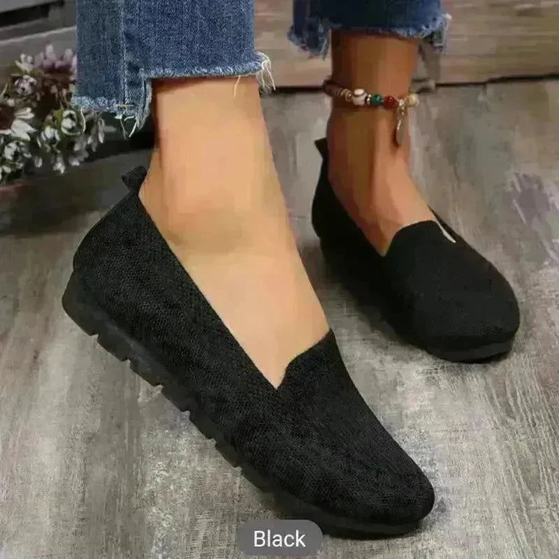 Elegant Casual Mesh Flats Shoes Fashion Solid Color Round Toe Loafers Cozy Lazy Shoes for Women - EX-STOCK CANADA
