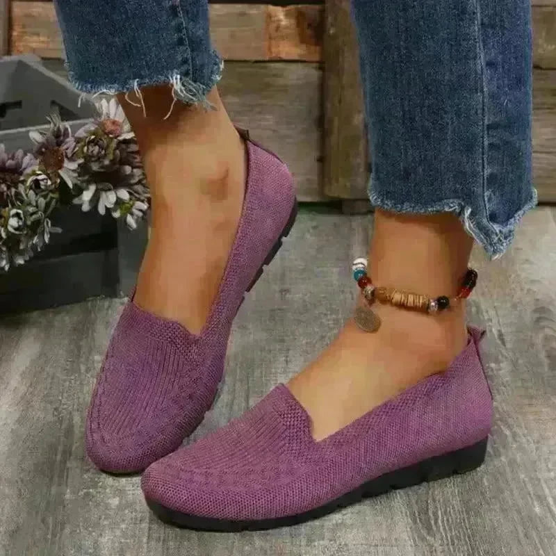 Elegant Casual Mesh Flats Shoes Fashion Solid Color Round Toe Loafers Cozy Lazy Shoes for Women - EX-STOCK CANADA
