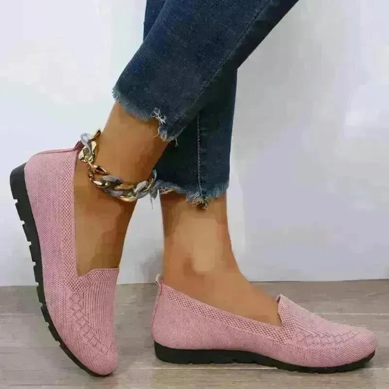 Elegant Casual Mesh Flats Shoes Fashion Solid Color Round Toe Loafers Cozy Lazy Shoes for Women - EX-STOCK CANADA
