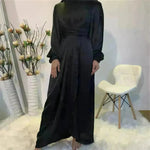 Elegant Solid Color Abaya Dress Robe for Arab Dubai Turkey Middle East Women. - EX-STOCK CANADA