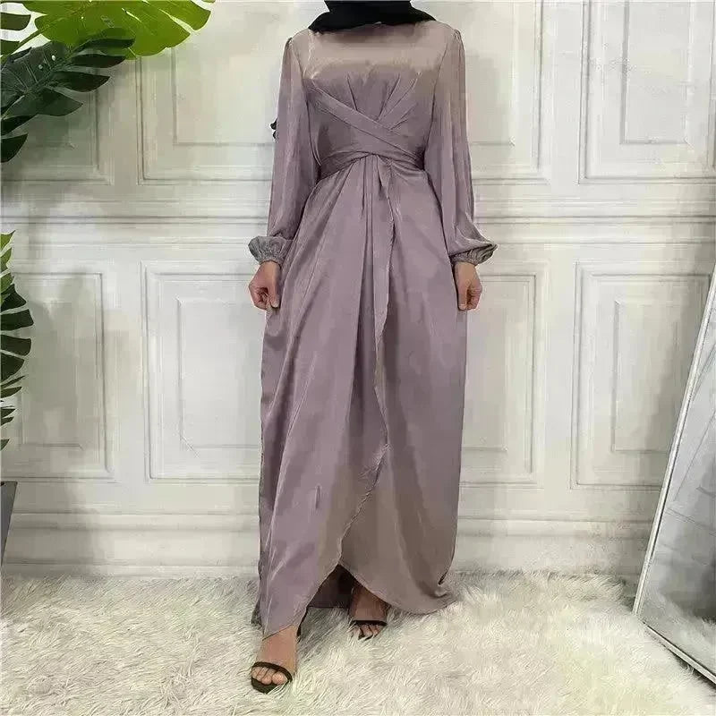 Elegant Solid Color Abaya Dress Robe for Arab Dubai Turkey Middle East Women. - EX-STOCK CANADA