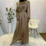 Elegant Solid Color Abaya Dress Robe for Arab Dubai Turkey Middle East Women. - EX-STOCK CANADA