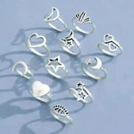 Eleven Sets Of Personalized Retro Hollow Love Stars Moon Cactus Eyes Ring - EX-STOCK CANADA