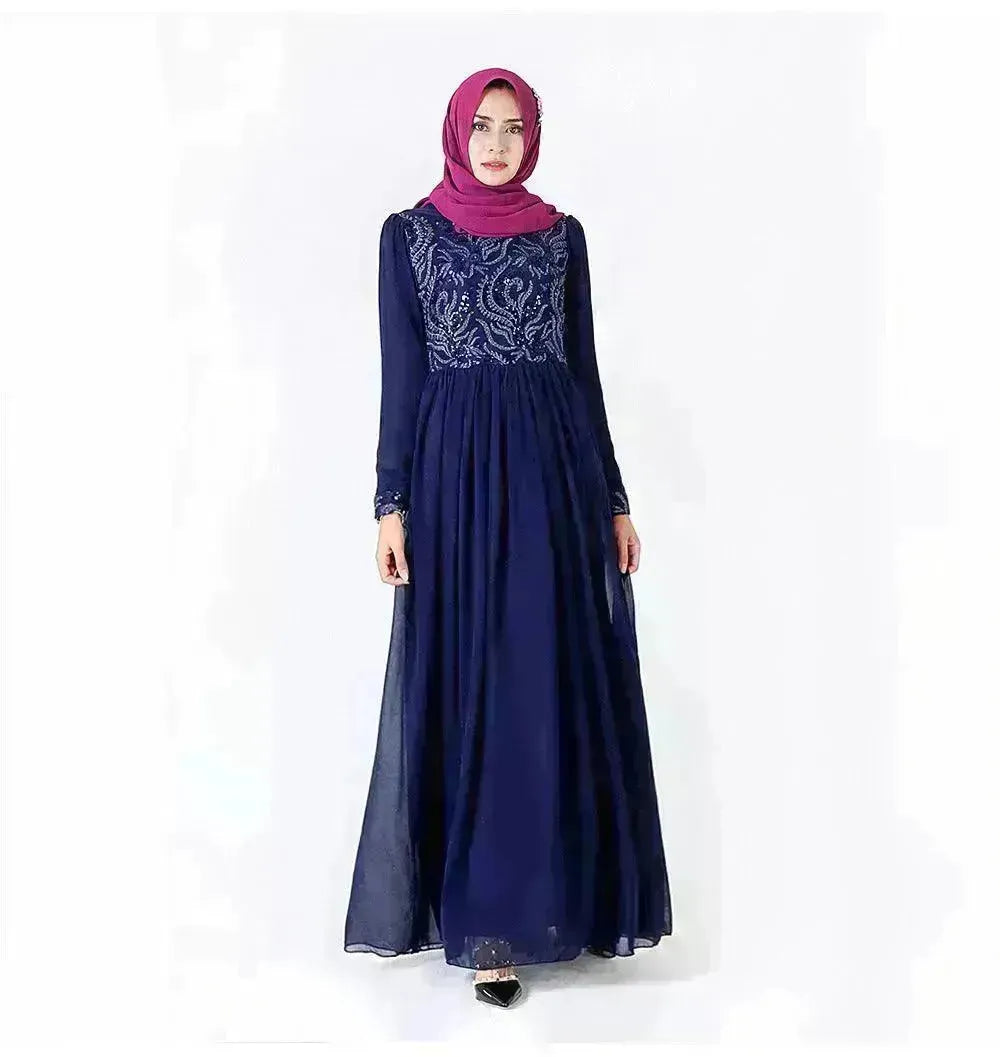 Embroidered Arab Lace Long Sleeve Dress - EX-STOCK CANADA